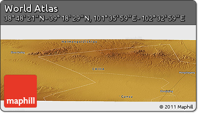 Physical Panoramic Map of the Area around 39° 3' 25" N, 102° 4' 29" E