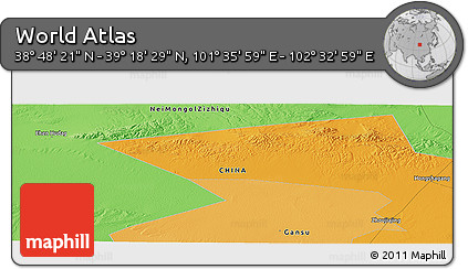 Political Panoramic Map of the Area around 39° 3' 25" N, 102° 4' 29" E