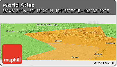 Political Panoramic Map of the Area around 39° 3' 25" N, 102° 4' 29" E