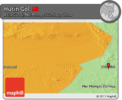 Political Panoramic Map of Hutin Gol
