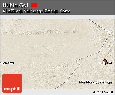 Shaded Relief Panoramic Map of Hutin Gol