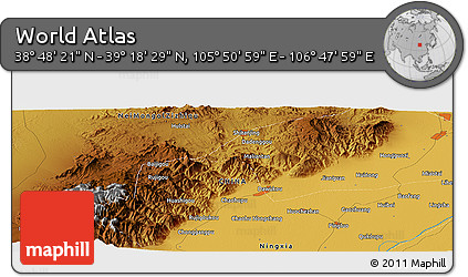 Physical Panoramic Map of the Area around 39° 3' 25" N, 106° 19' 29" E