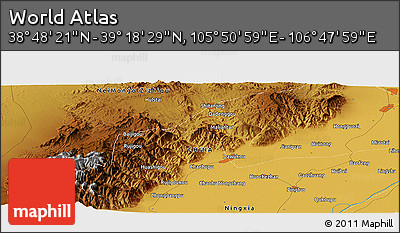 Physical Panoramic Map of the Area around 39° 3' 25" N, 106° 19' 29" E