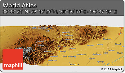 Physical Panoramic Map of the Area around 39° 3' 25" N, 106° 19' 29" E