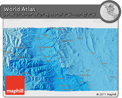 Political 3D Map of the Area around 39° 3' 25" N, 106° 10' 30" W