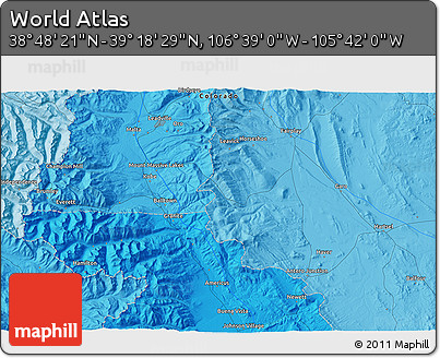 Political 3D Map of the Area around 39° 3' 25" N, 106° 10' 30" W