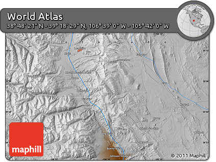 Physical Map of the Area around 39° 3' 25" N, 106° 10' 30" W