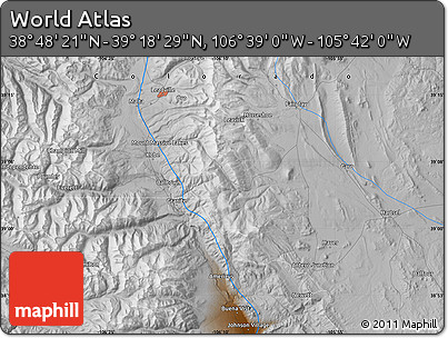 Physical Map of the Area around 39° 3' 25" N, 106° 10' 30" W