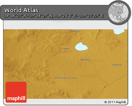 Physical 3D Map of the Area around 39° 3' 25" N, 108° 52' 30" E