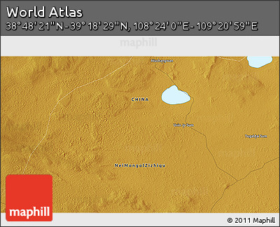 Physical 3D Map of the Area around 39° 3' 25" N, 108° 52' 30" E