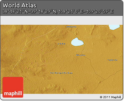 Physical 3D Map of the Area around 39° 3' 25" N, 108° 52' 30" E