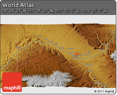 Physical 3D Map of the Area around 39° 3' 25" N, 108° 43' 29" W