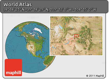 Satellite Location Map of the Area around 39° 3' 25" N, 108° 43' 29" W