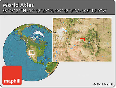 Satellite Location Map of the Area around 39° 3' 25" N, 108° 43' 29" W