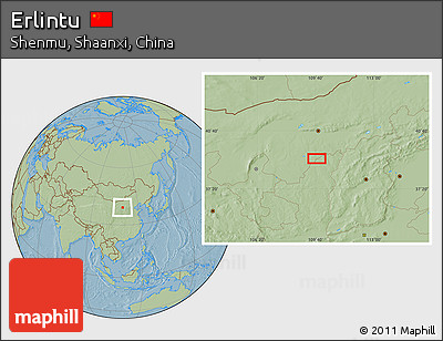 Savanna Style Location Map of Erlintu, hill shading