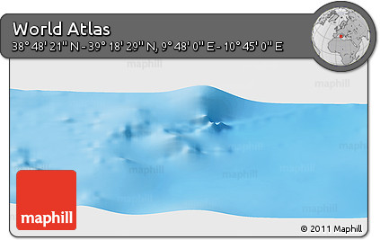 Physical Panoramic Map of the Area around 39° 3' 25" N, 10° 16' 30" E
