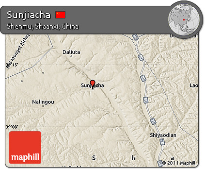 Shaded Relief Map of Sunjiacha