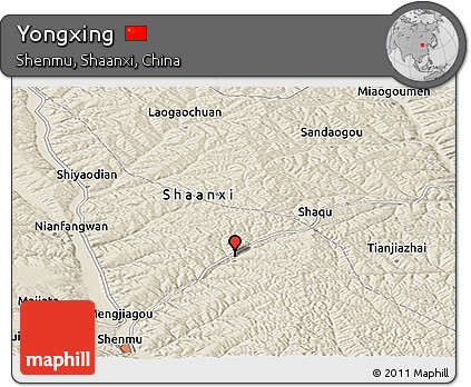 Shaded Relief Panoramic Map of Yongxing