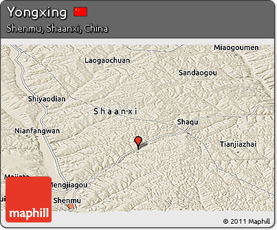 Shaded Relief Panoramic Map of Yongxing