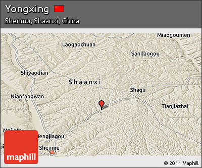 Shaded Relief Panoramic Map of Yongxing