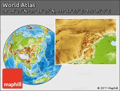 Physical Location Map of the Area around 39° 3' 25" N, 112° 16' 30" E