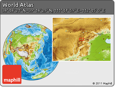 Physical Location Map of the Area around 39° 3' 25" N, 112° 16' 30" E