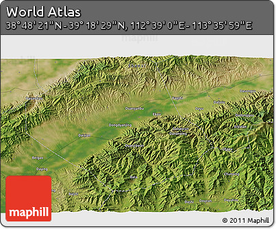 Satellite 3D Map of the Area around 39° 3' 25" N, 113° 7' 30" E