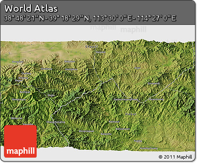 Satellite 3D Map of the Area around 39° 3' 25" N, 113° 58' 29" E