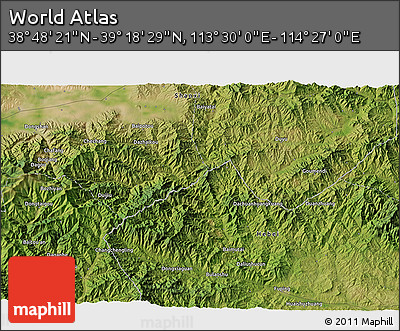 Satellite 3D Map of the Area around 39° 3' 25" N, 113° 58' 29" E