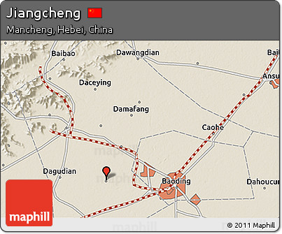 Shaded Relief 3D Map of Jiangcheng