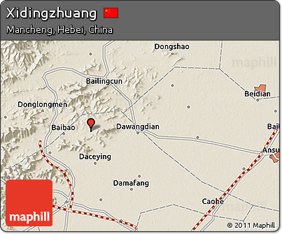 Shaded Relief 3D Map of Xidingzhuang