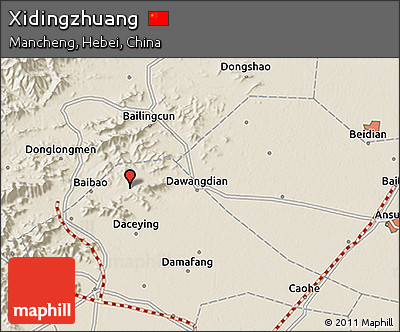 Shaded Relief 3D Map of Xidingzhuang