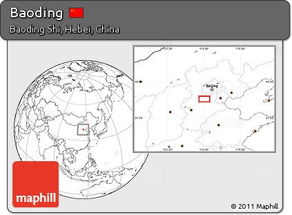 Blank Location Map of Baoding