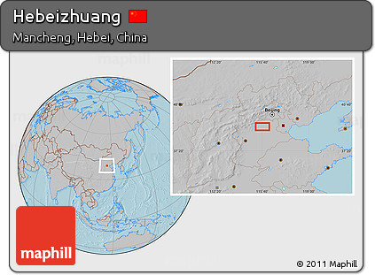 Gray Location Map of Hebeizhuang, hill shading