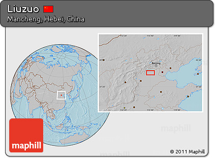 Gray Location Map of Liuzuo, hill shading