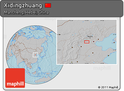 Gray Location Map of Xidingzhuang, hill shading