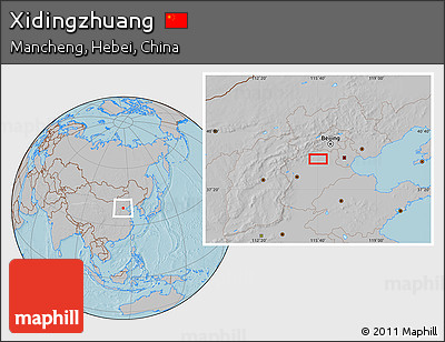 Gray Location Map of Xidingzhuang, hill shading