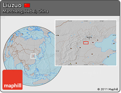 Gray Location Map of Liuzuo, hill shading