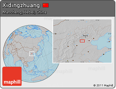 Gray Location Map of Xidingzhuang, hill shading