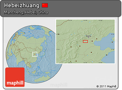 Savanna Style Location Map of Hebeizhuang, hill shading