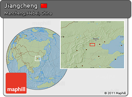Savanna Style Location Map of Jiangcheng, hill shading