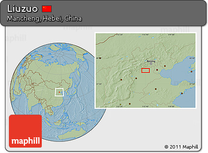 Savanna Style Location Map of Liuzuo, hill shading