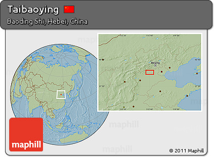 Savanna Style Location Map of Taibaoying, hill shading