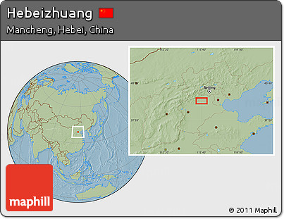 Savanna Style Location Map of Hebeizhuang, hill shading