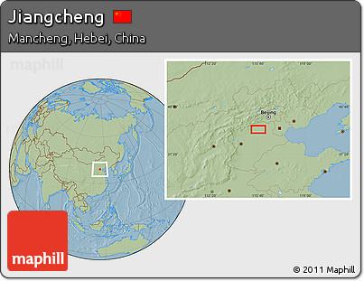 Savanna Style Location Map of Jiangcheng, hill shading