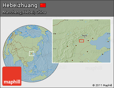 Savanna Style Location Map of Hebeizhuang, hill shading