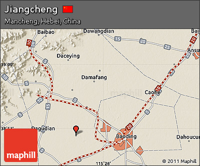 Shaded Relief Map of Jiangcheng