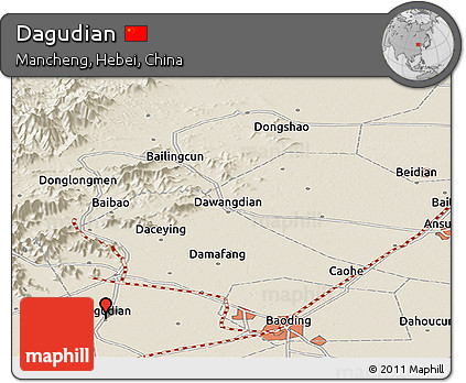 Shaded Relief Panoramic Map of Dagudian