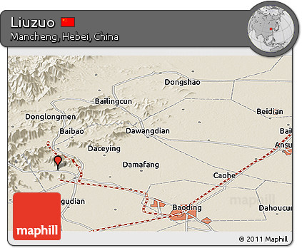 Shaded Relief Panoramic Map of Liuzuo