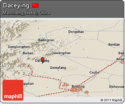 Shaded Relief Panoramic Map of Daceying